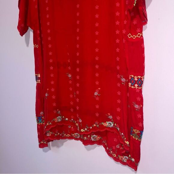 Johnny Was Daisy Eyelet Tunic Women Size 2X Red Embroidered Blouse Boho Artsy - Picture 8 of 8